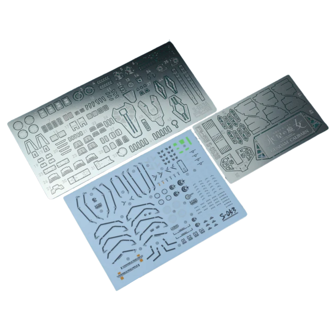 Madworks S053 Etching Parts for HG Gundam Calibarn, metal upgrade detailing set for enhancing Witch from Mercury Gunpla model kits.