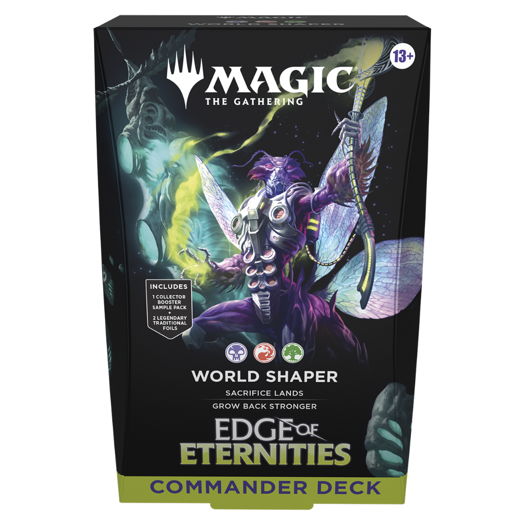 Magic: The Gathering Edge of Eternities Commander Deck - World Shaper featuring land synergies, powerful creatures, and evolving strategies.