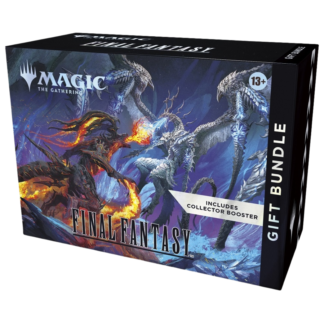 Magic: The Gathering Final Fantasy Gift Bundle, deluxe crossover set with Collector Booster, foil promo, and themed MTG cards for Final Fantasy fans and TCG players.