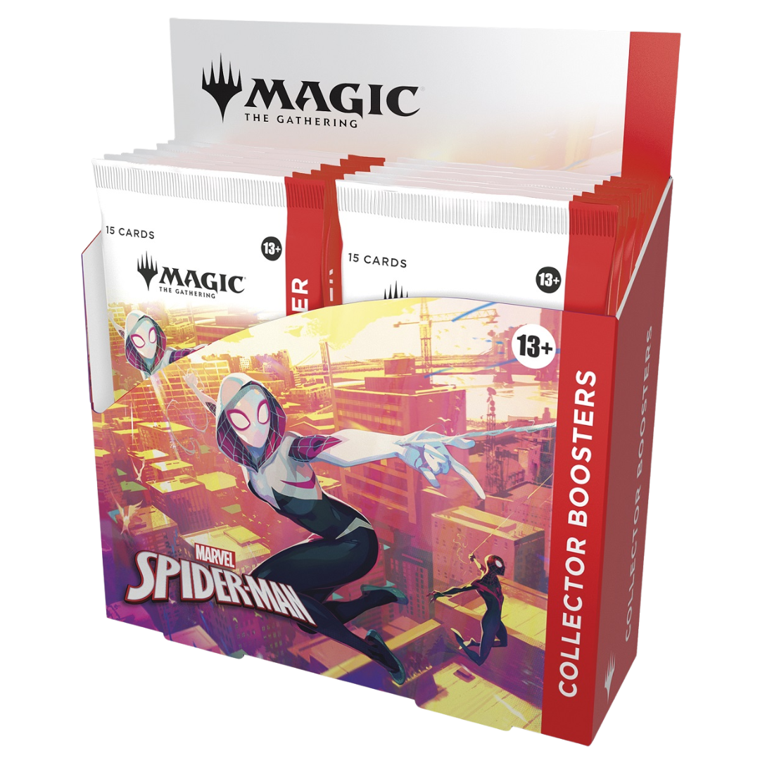 Magic the Gathering Marvel's Spider-Man Collector Booster box art and foil cards