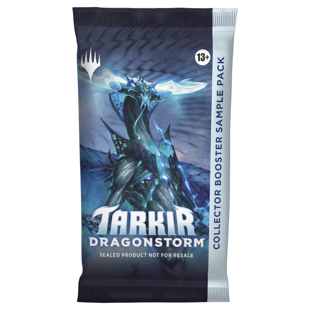 Magic: The Gathering Tarkir: Dragonstorm Collector Booster featuring premium foils, rare dragons, and extended-art cards.