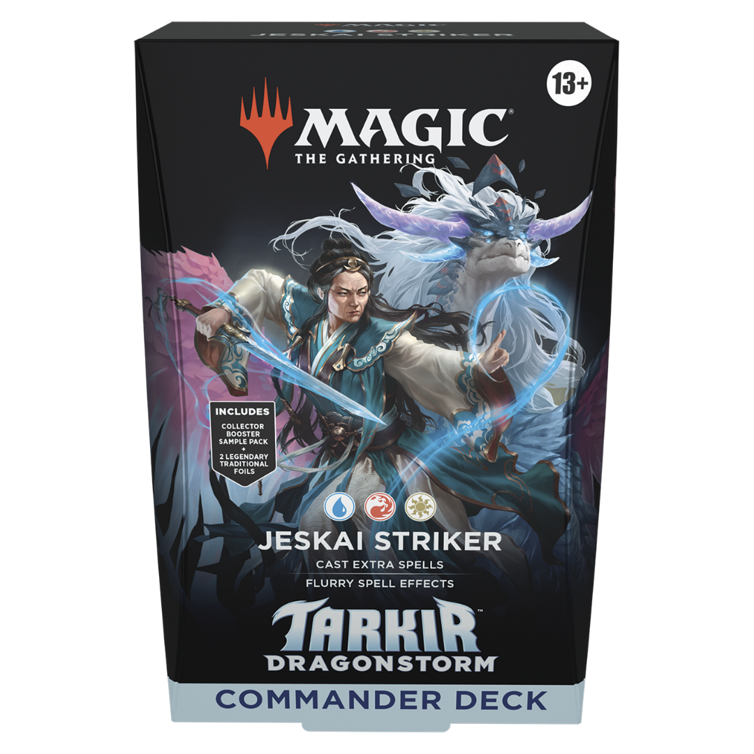 Magic: The Gathering Tarkir: Dragonstorm Commander Deck - Jeskai Striker with powerful dragons, swift tactics, and overwhelming spells.