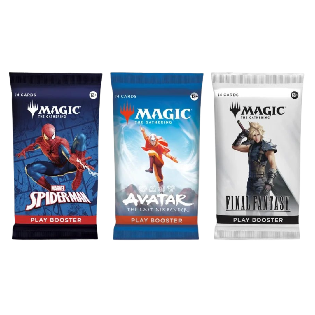 Magic the Gathering Universes Beyond 3 Pack Bundle with Spider-Man, Avatar The Last Airbender, and Final Fantasy Play Boosters