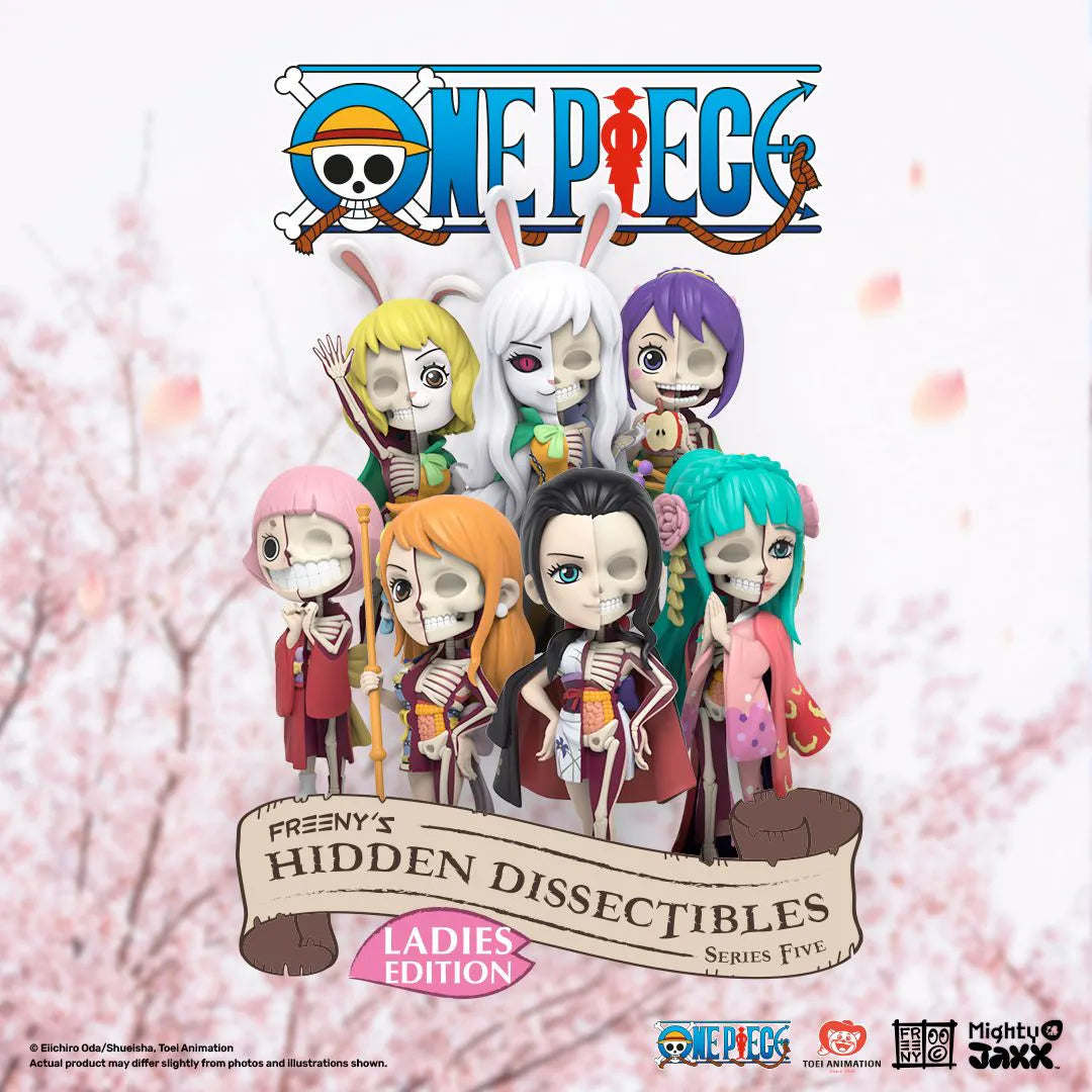 Mighty Jaxx Hidden Dissectibles One Piece Series 5 Ladies Edition collectible figures, featuring iconic One Piece women with unique dissected designs.