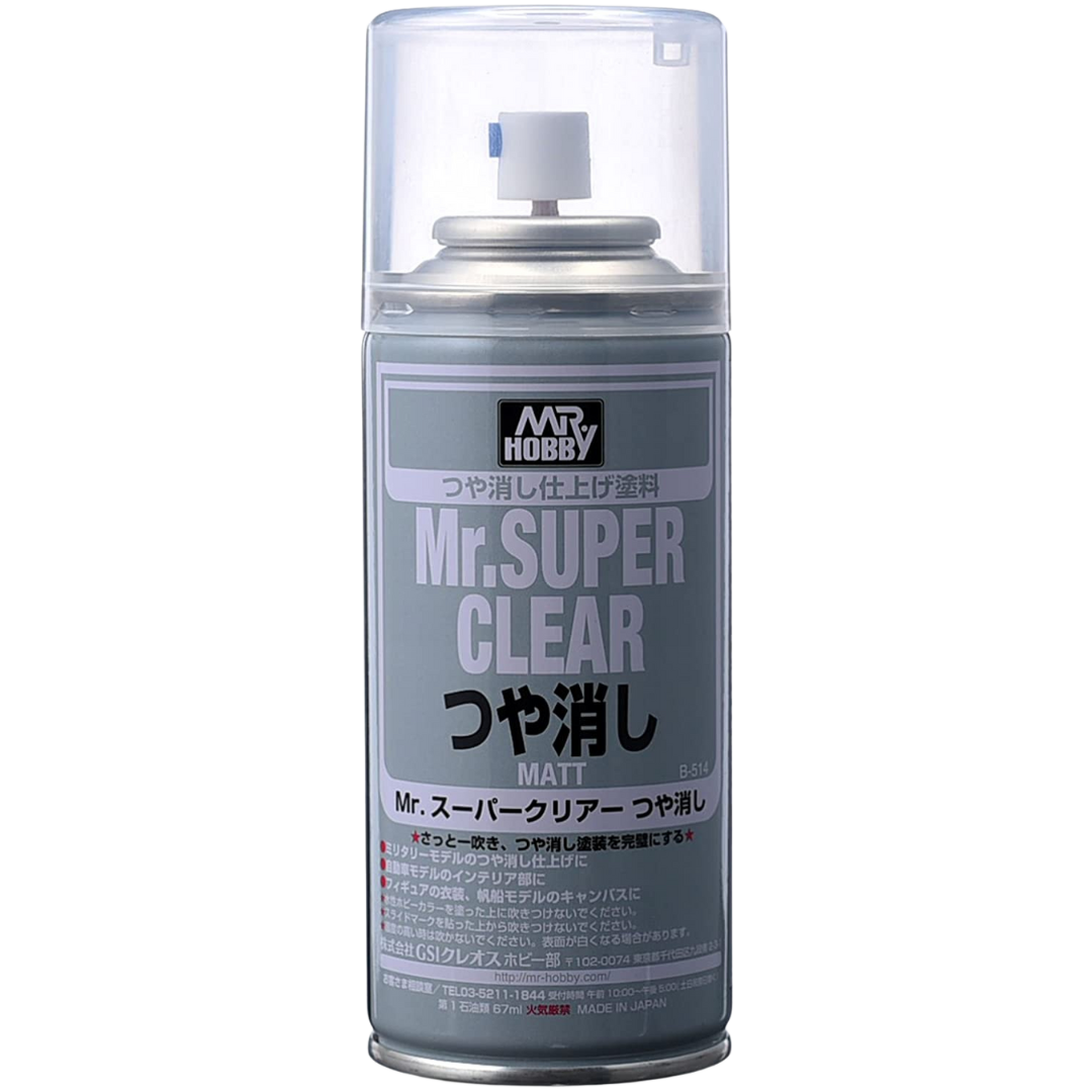Mr Hobby Mr Super Clear Matt spray topcoat can for model kits and miniatures finishing