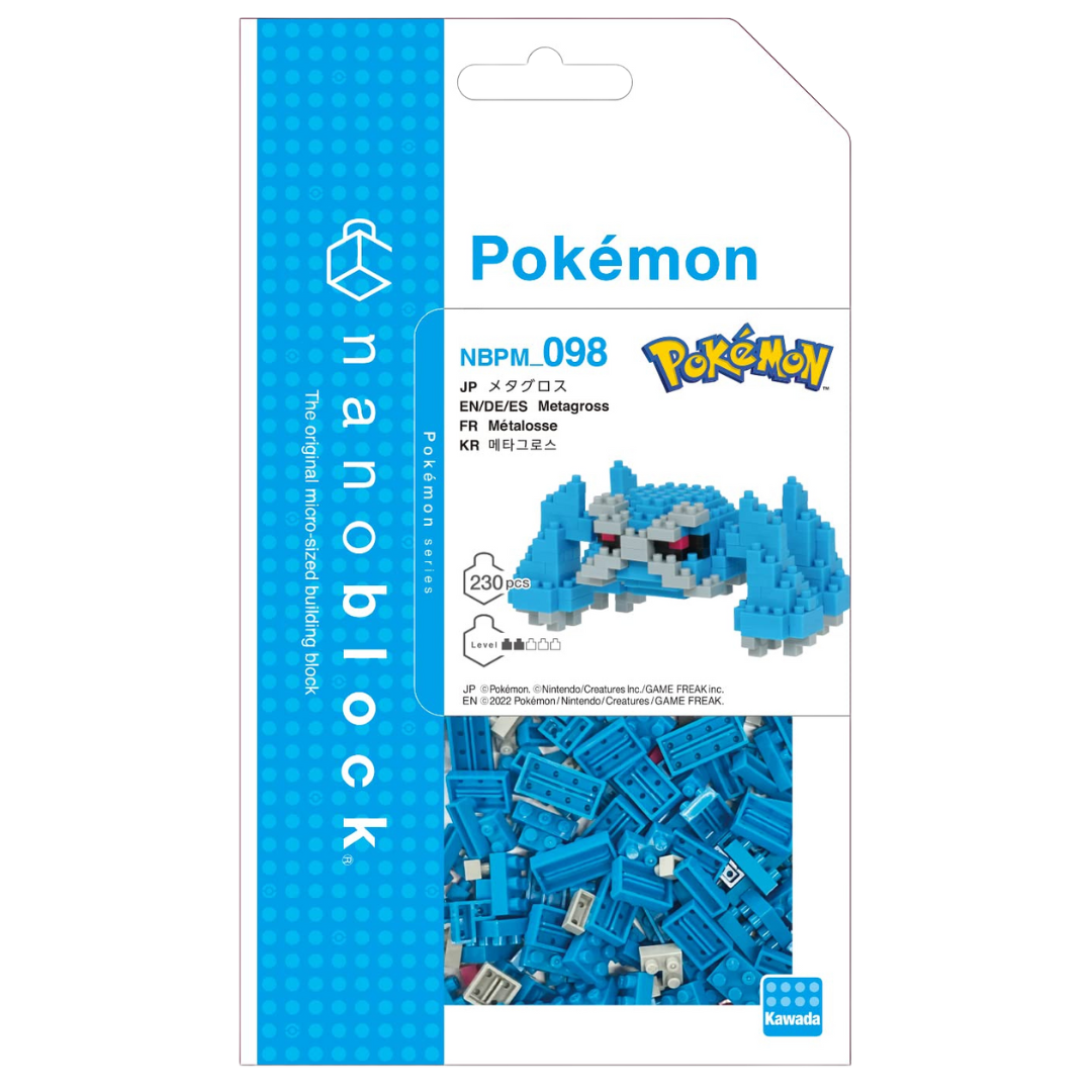 Nanoblock Pokemon Series Metagross box art featuring official packaging and completed model design