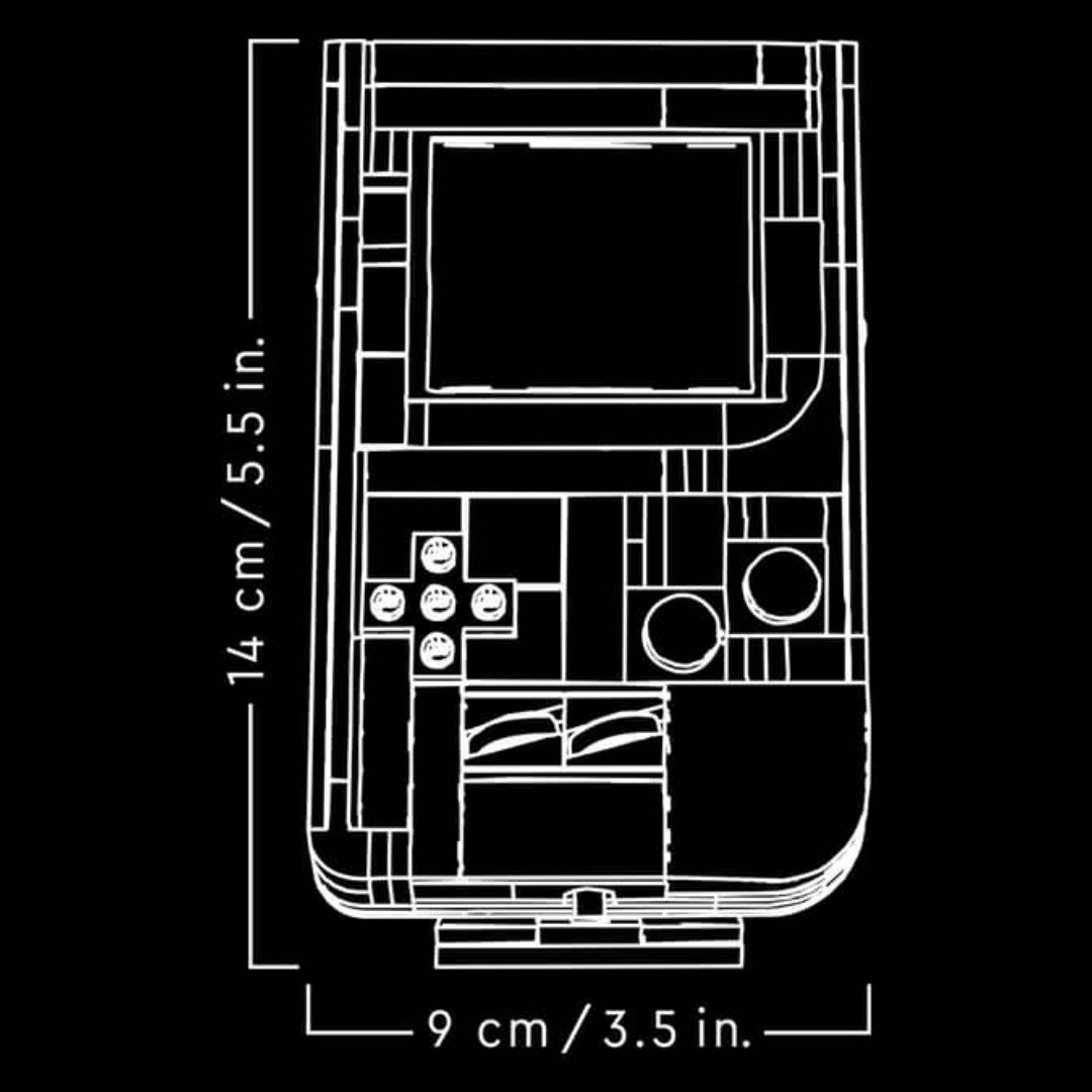 Approximate dimensions: 14 cm high, 9 cm wide, and 3 cm deep