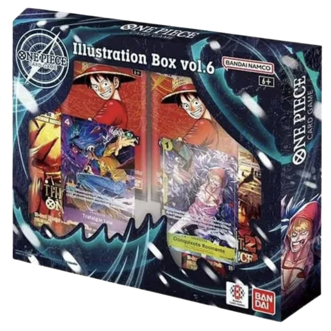 One Piece Card Game Illustration Box Volume 6 box art featuring official One Piece artwork and promotional cards