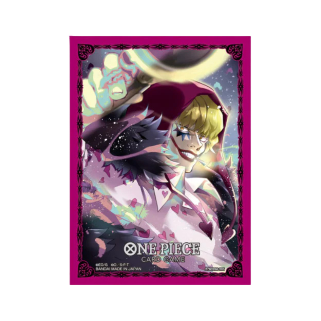 One Piece Card Game official sleeve Set 11 featuring Donquixote Rosinante artwork, pack of 70 protective sleeves.