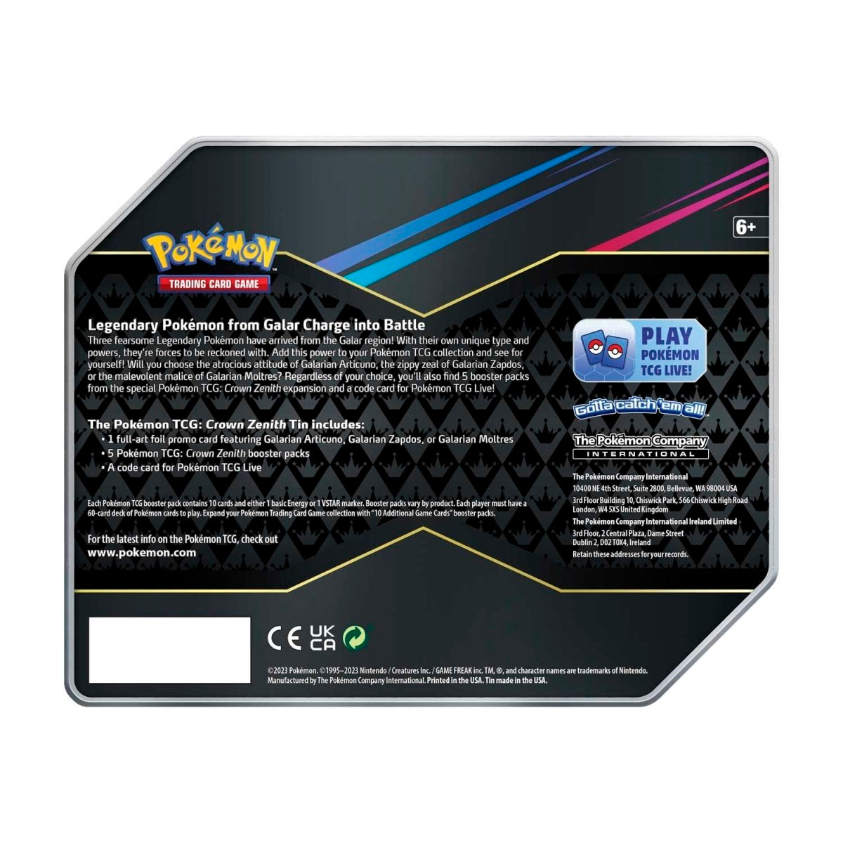 Pokemon - Crown Zenith - Galarian Tin - Galarian Zapdos