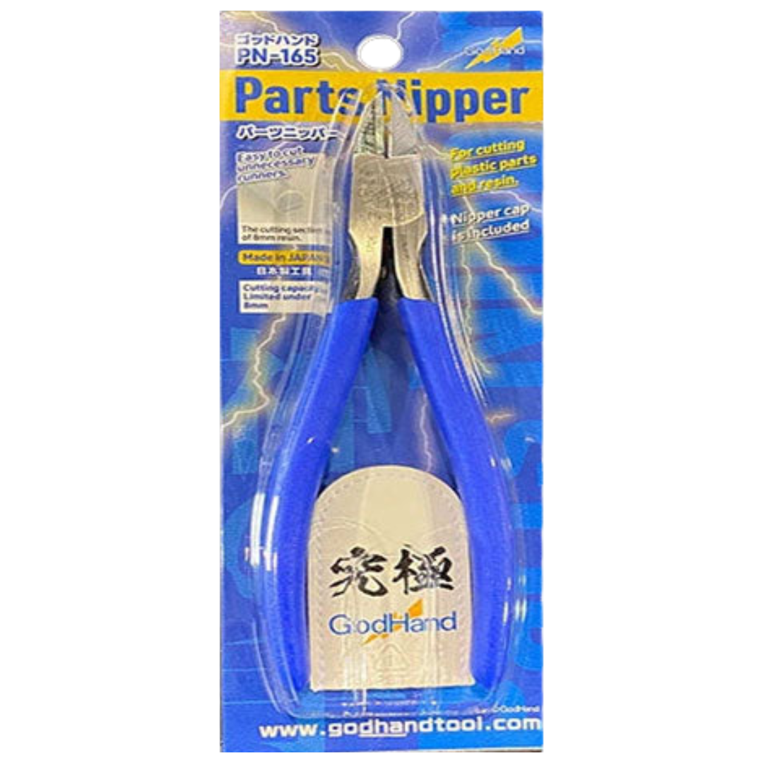 Godhand Parts Nipper PN-165, precision tool designed for clean cuts on plastic models, featuring sharp blades and ergonomic grip for detailed crafting.