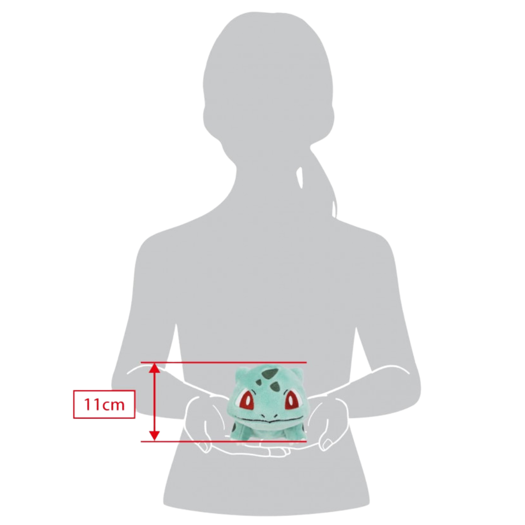 Bulbasaur plush from Pokémon by San-ei All Star Collection, Grass-type Pokémon, cute and detailed, ideal for collectors and fans of Kanto starters.