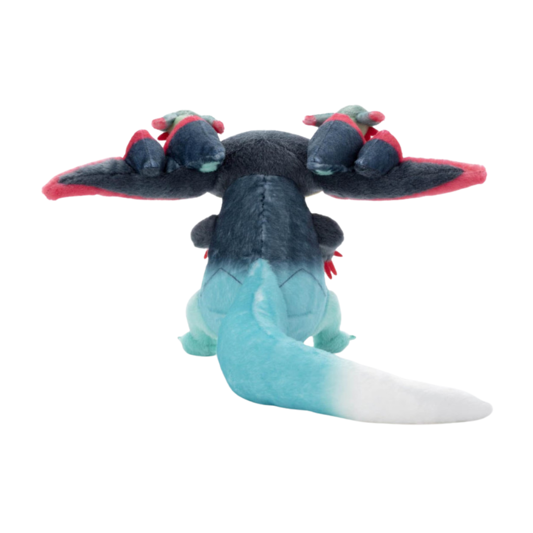 Dragapult plush from Pokémon by Takara Tomy, Dragon-type Pokémon, detailed and soft, perfect for collectors and fans of Pokémon merchandise.