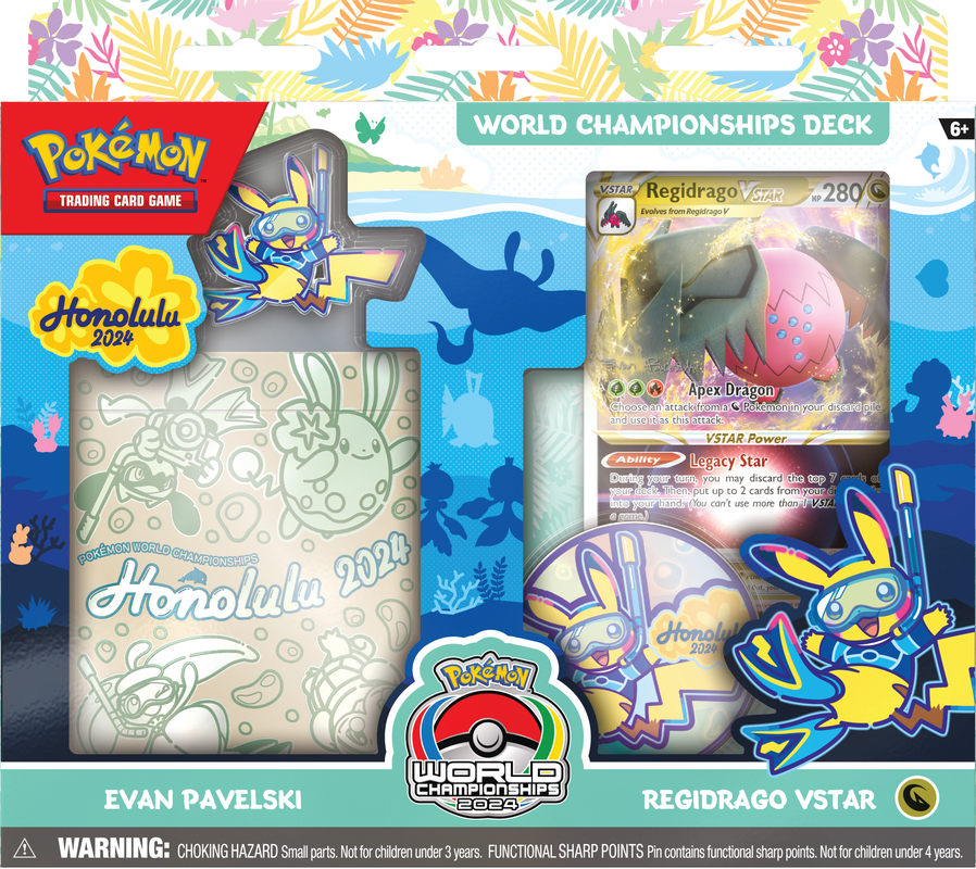 Pokémon 2024 Championship Battle Deck Evan Pavelski Regidrago VSTAR, official championship deck with dragon-type strategies and competitive cards for Pokémon TCG fans.