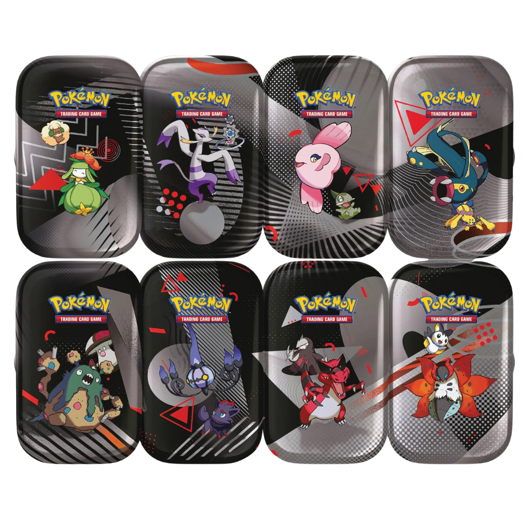 Pokemon Unova Mini Tin with Black Bolt and White Flare packs, sticker, and art card