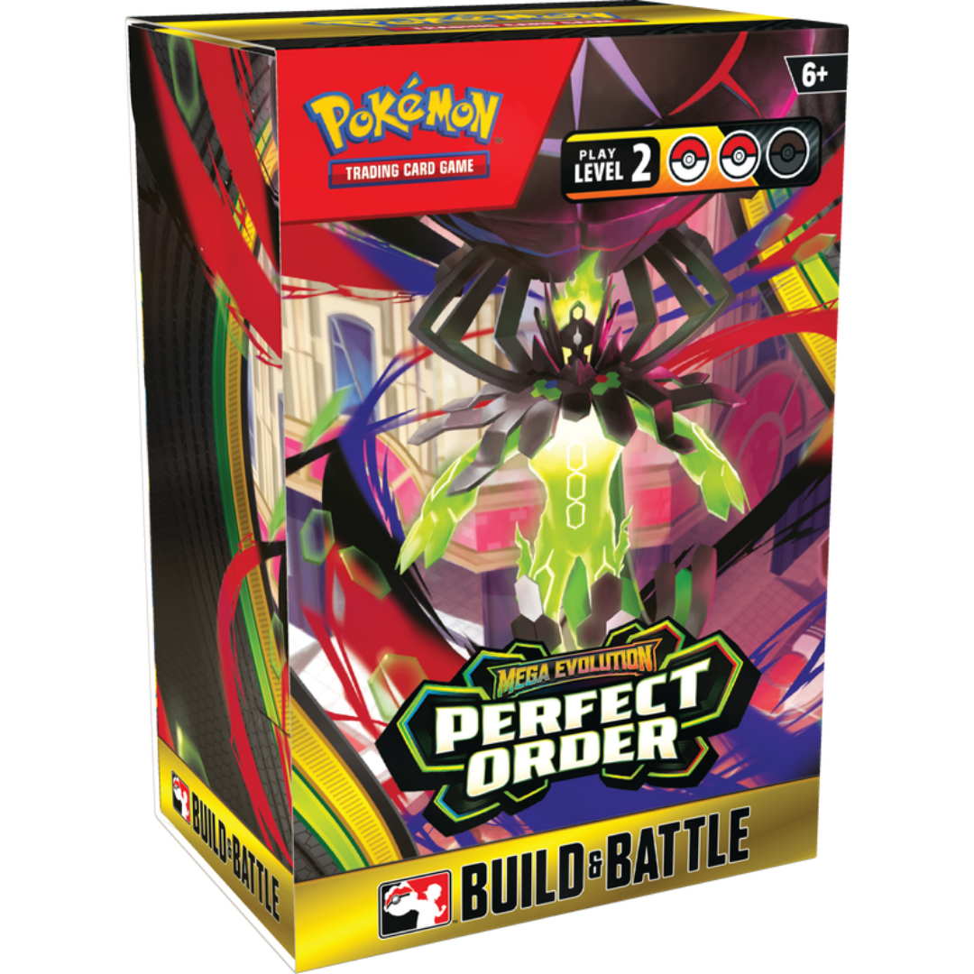 Pokemon TCG Mega Evolution Perfect Order Build and Battle Box with booster packs and promo card