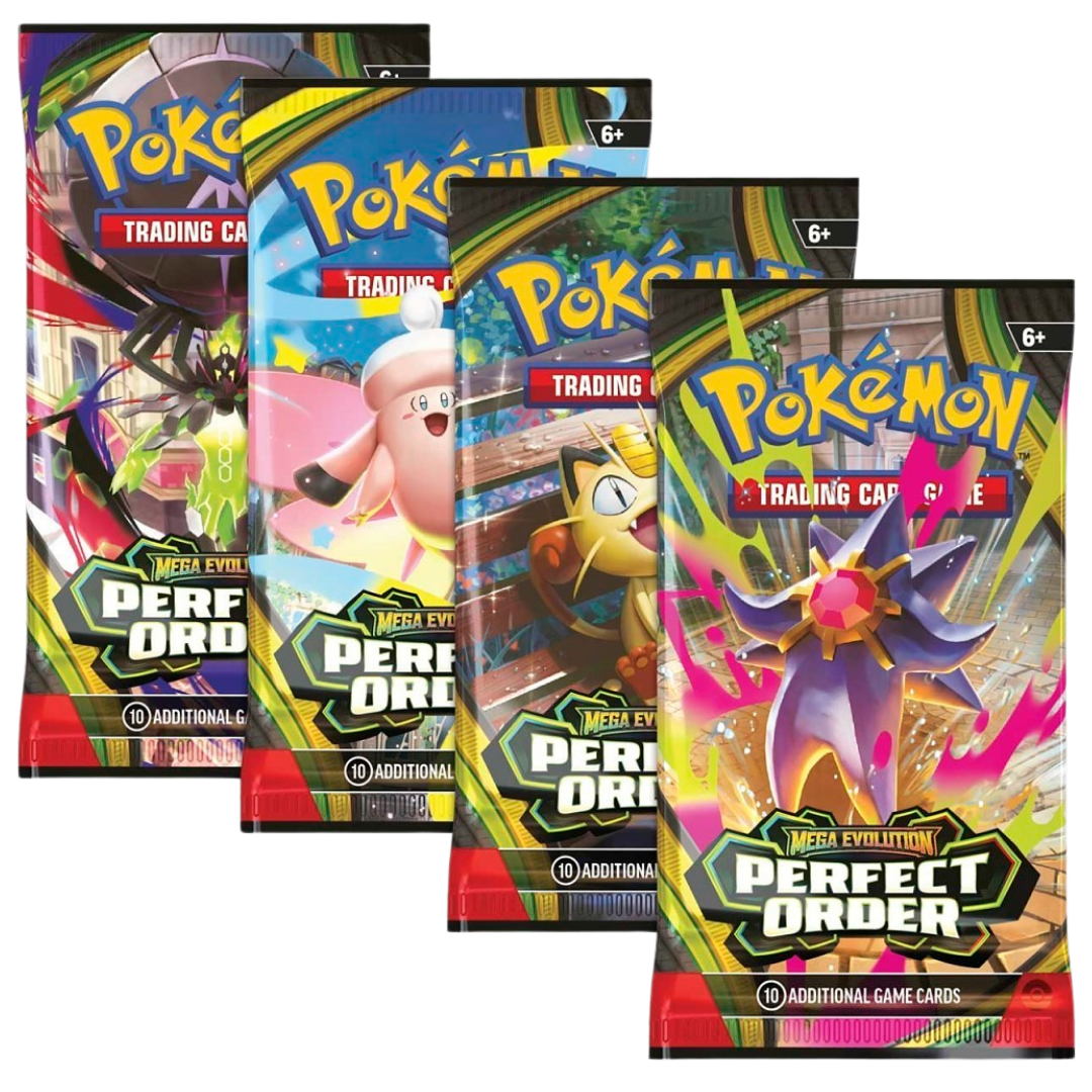 Pokemon TCG Mega Evolution Perfect Order booster pack from the Perfect Order expansion with collectible trading cards