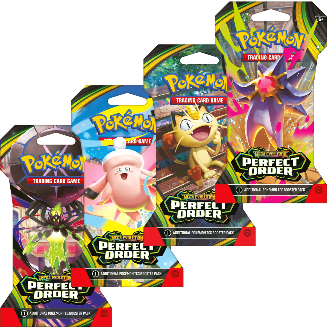 Pokemon TCG Mega Evolution Perfect Order sleeved booster pack in cardboard sleeve packaging