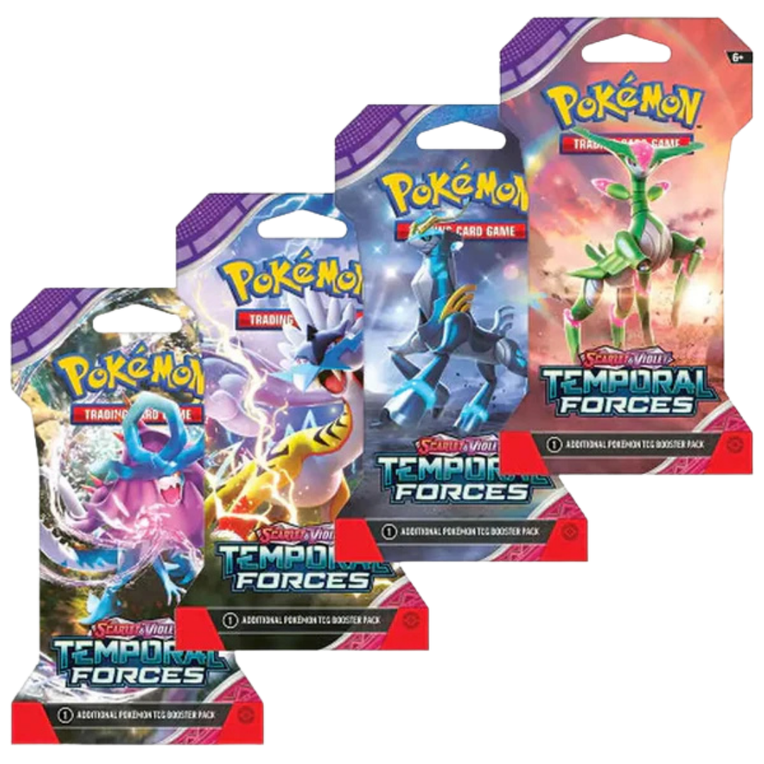 Pokémon Temporal Forces sleeved booster pack featuring assorted Scarlet and Violet Temporal Forces artwork