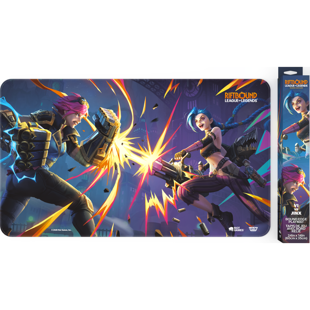 Riftbound League of Legends TCG Vendetta Vi vs Jinx 24 x 14 inch premium playmat