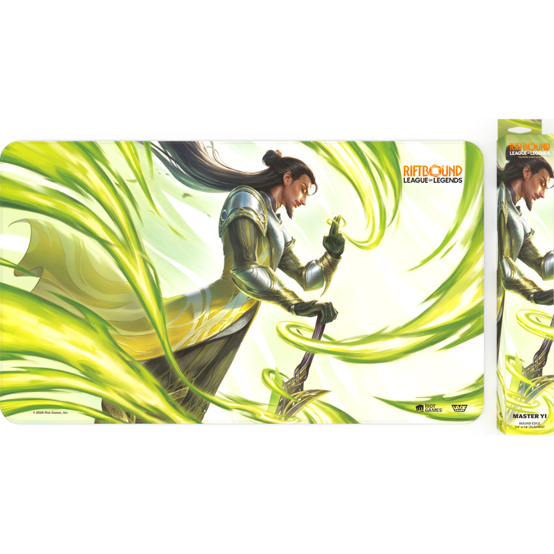 Riftbound League of Legends Master Yi playmat with non slip rubber backing