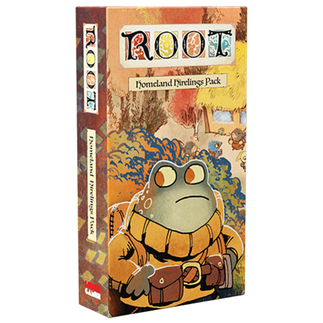Root Homeland Hirelings Pack with six new hireling factions to expand gameplay variety, tactics, and theme in the Root board game
