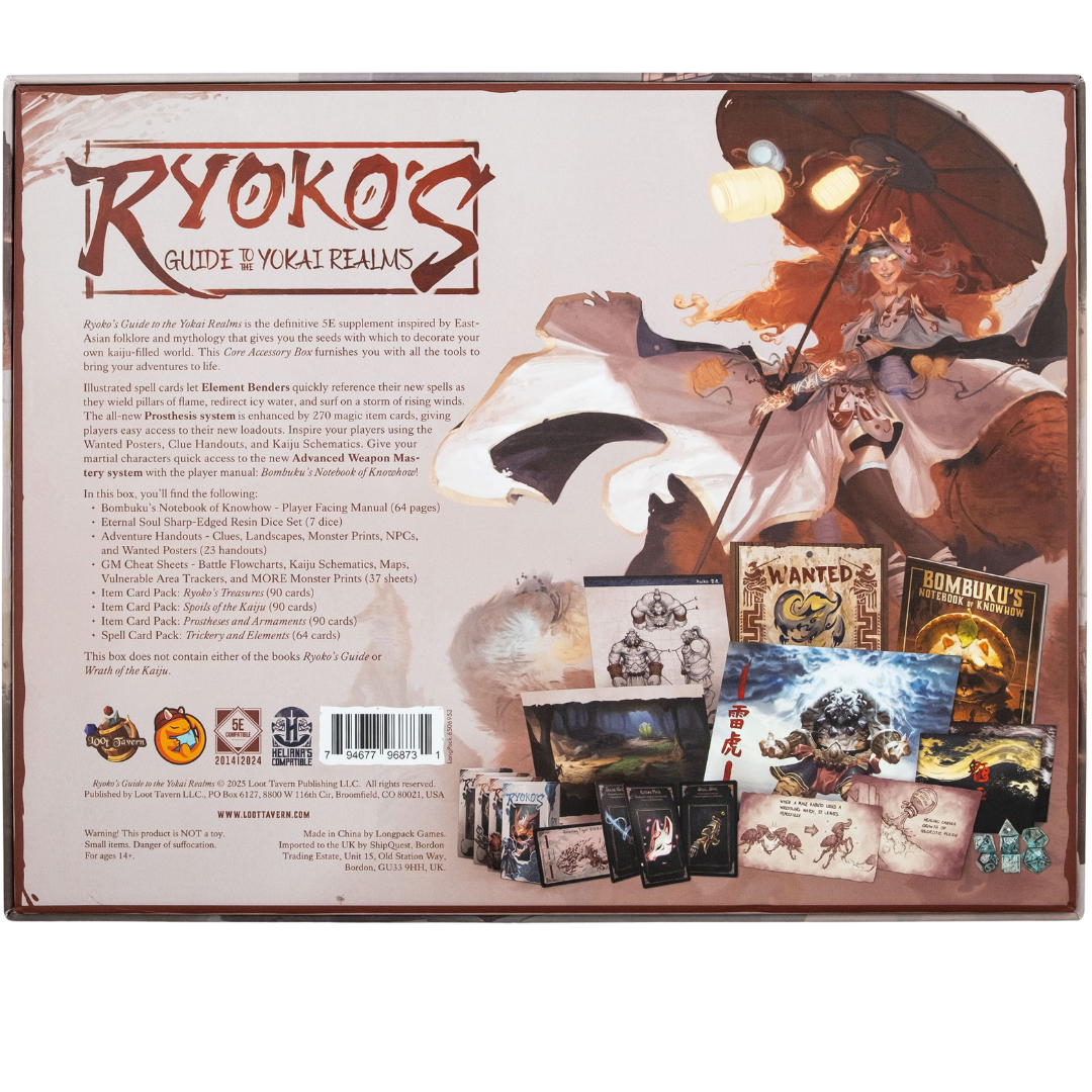 Ryoko's Guide to the Yokai Realms Core Accessory Box with premium tabletop RPG accessories and tools