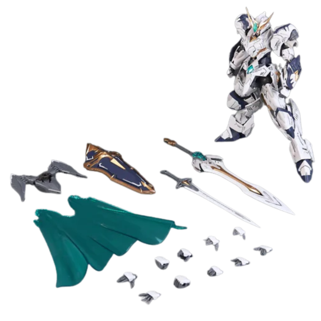 SNAA Titan Great Sword Tristan model kit parts layout showing weapons shield cape interchangeable hands and armor parts