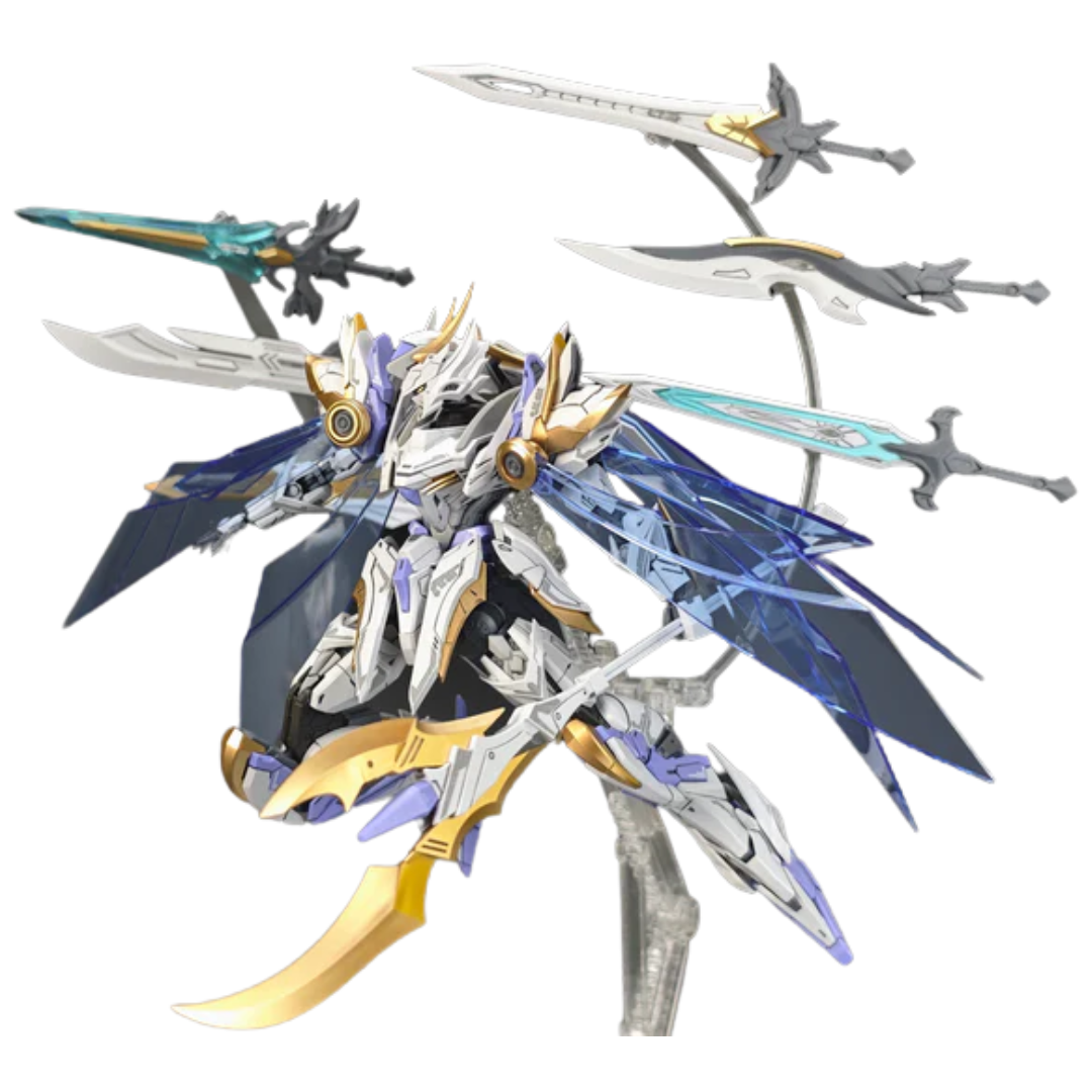 SNAA Divine Invoker Percival Deluxe 1/144 scale plastic model kit posed in dynamic action stance with extended wings and blades