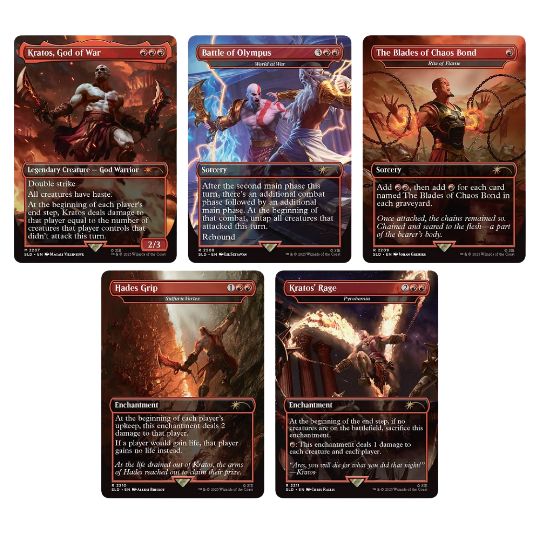 Secret Lair God of War Vengeance non foil Kratos themed MTG cards