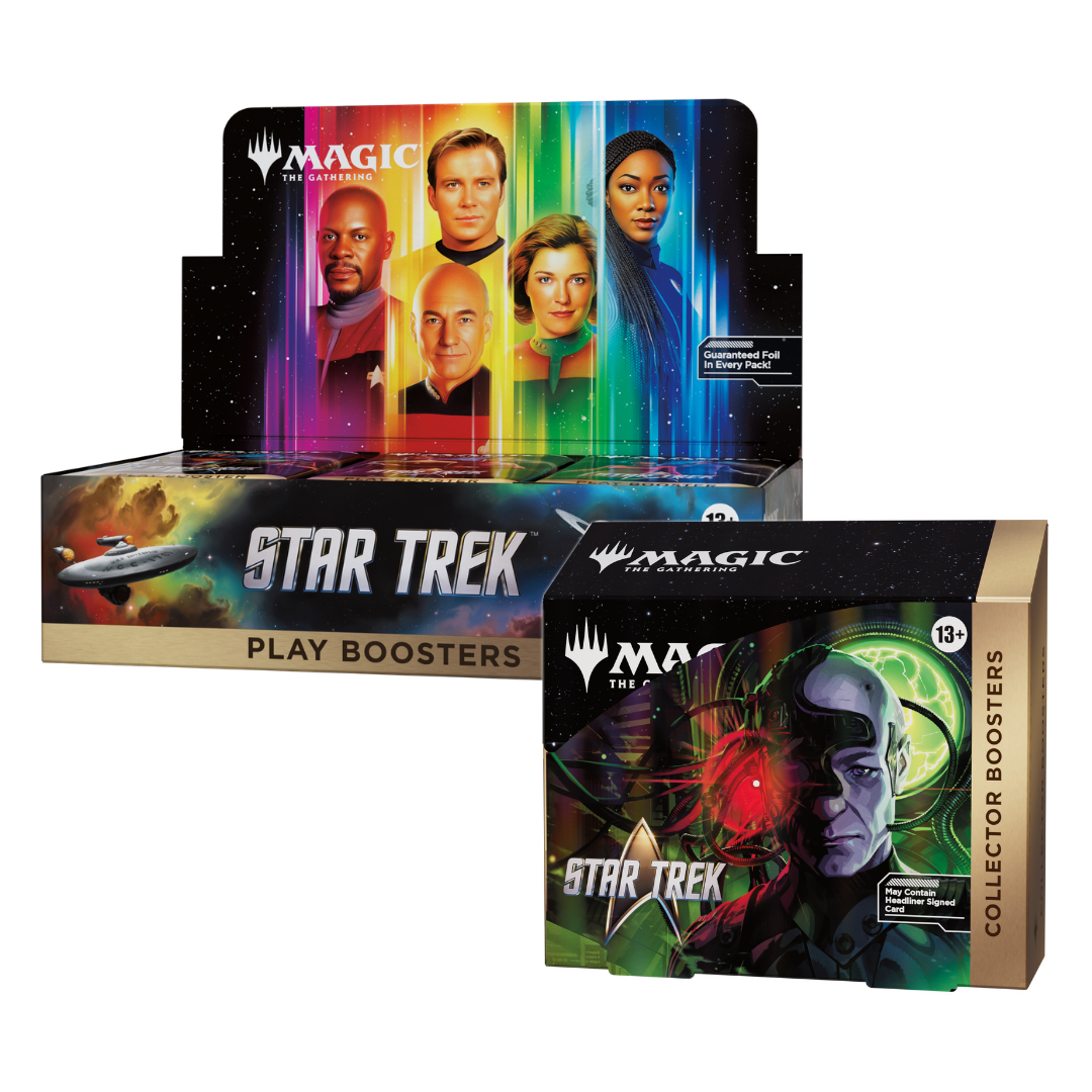 Bundle of one collector booster box and one play booster box, featuring brand new Star Trek cards to play with and collect