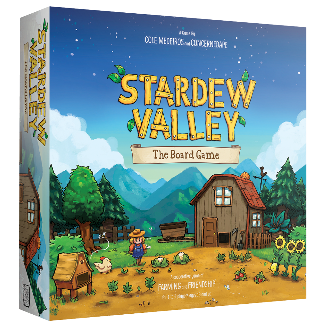 Stardew Valley The Board Game box art, cooperative farming strategy for 1 to 4 players ages 13+