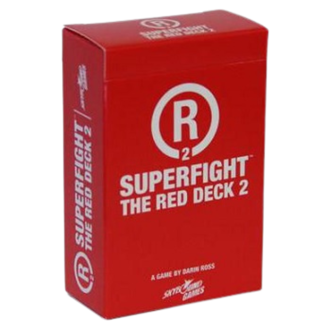 Superfight Red Deck 2 Adult expansion pack with 100 outrageous and inappropriate cards for hilarious and unpredictable party gameplay.
