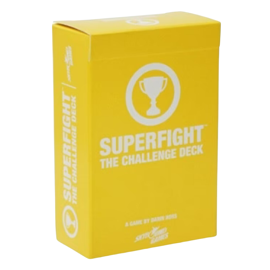 Superfight Yellow Deck Challenge expansion pack with fun and unpredictable challenges for hilarious and chaotic card battle gameplay.
