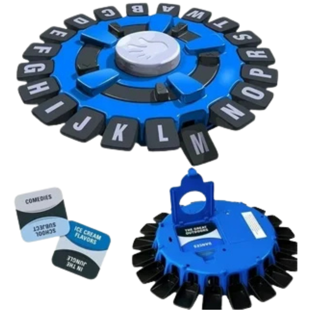 Tapple party word game with letter wheel, 10 second timer, and category cards for fast family play