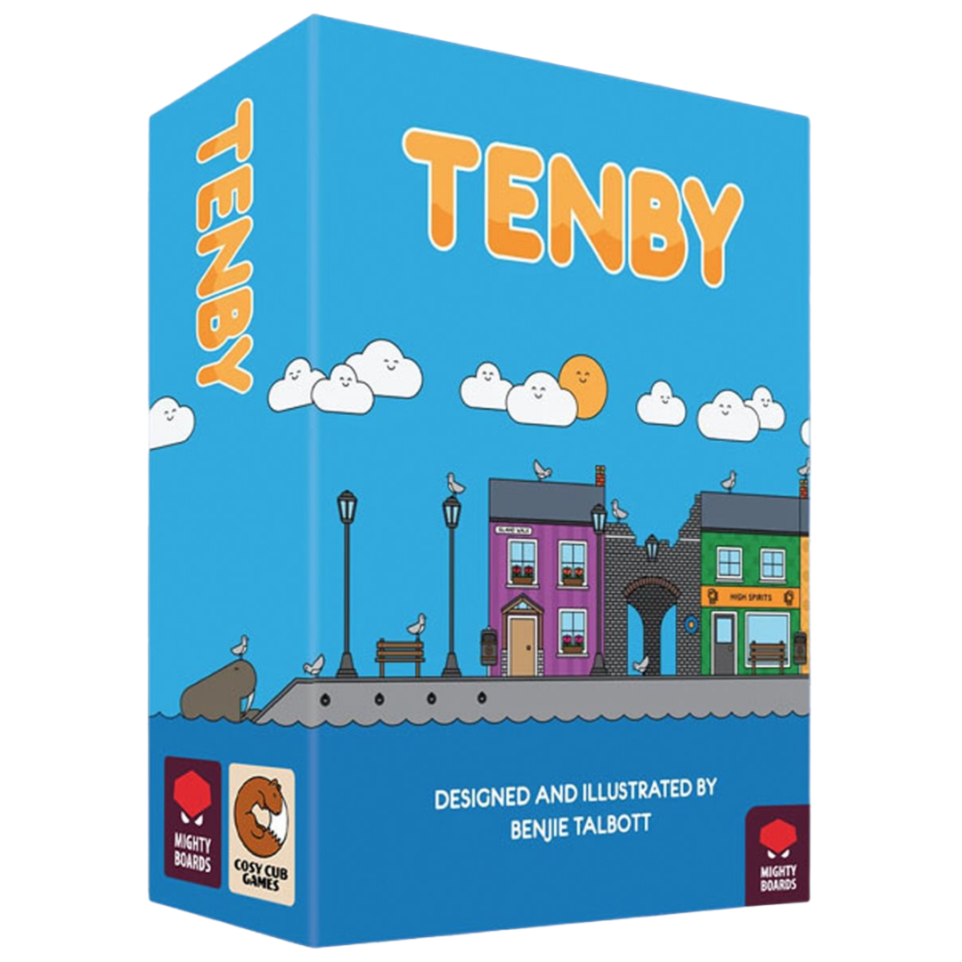 Tenby town building card game with colourful terraces landmarks and coastal Welsh theme gameplay