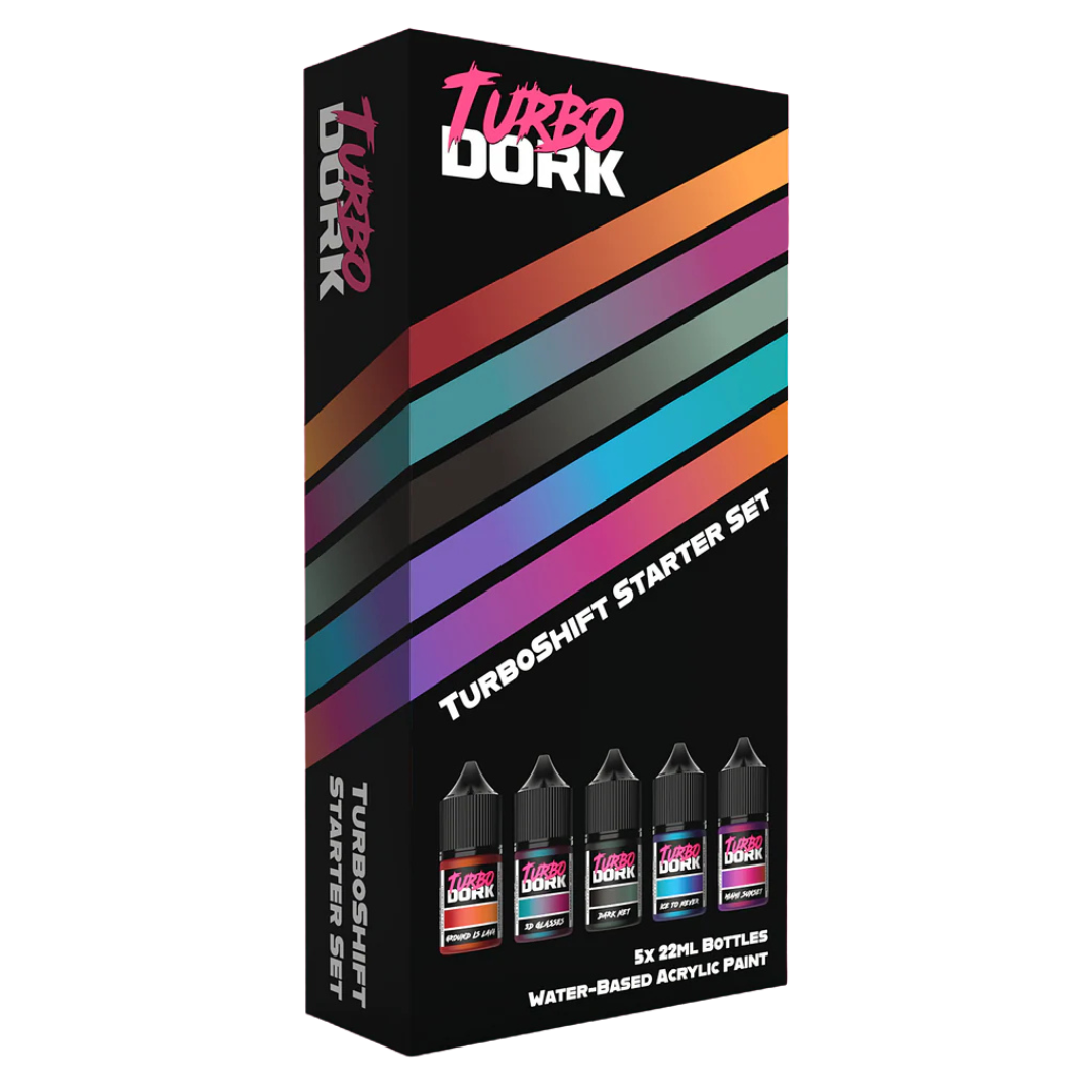 Turbo Dork Turboshift Starter Set box, 5x 22ml colour-shift acrylic paints for miniatures