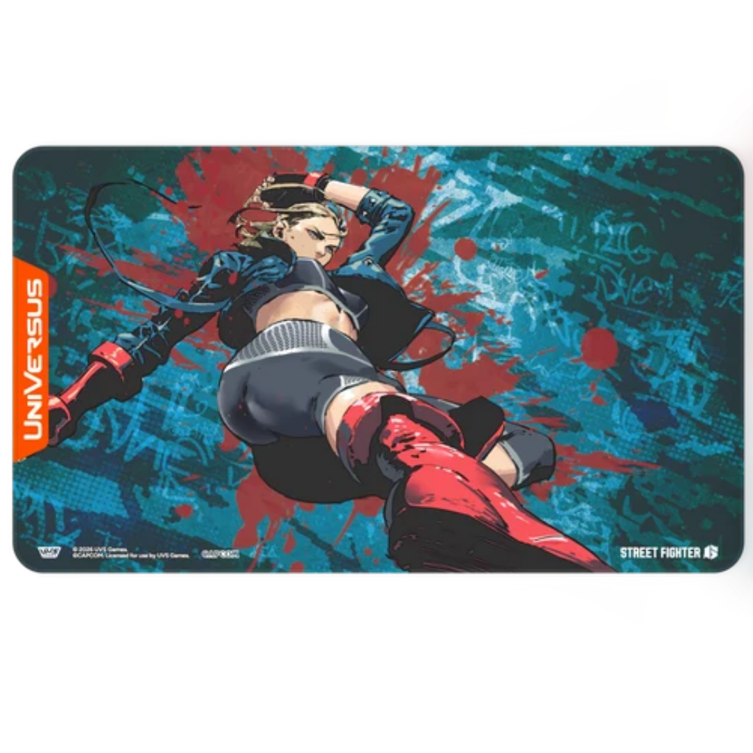 UVS Games Street Fighter 6 Challenger Series neoprene playmat featuring exclusive Cammy character artwork.