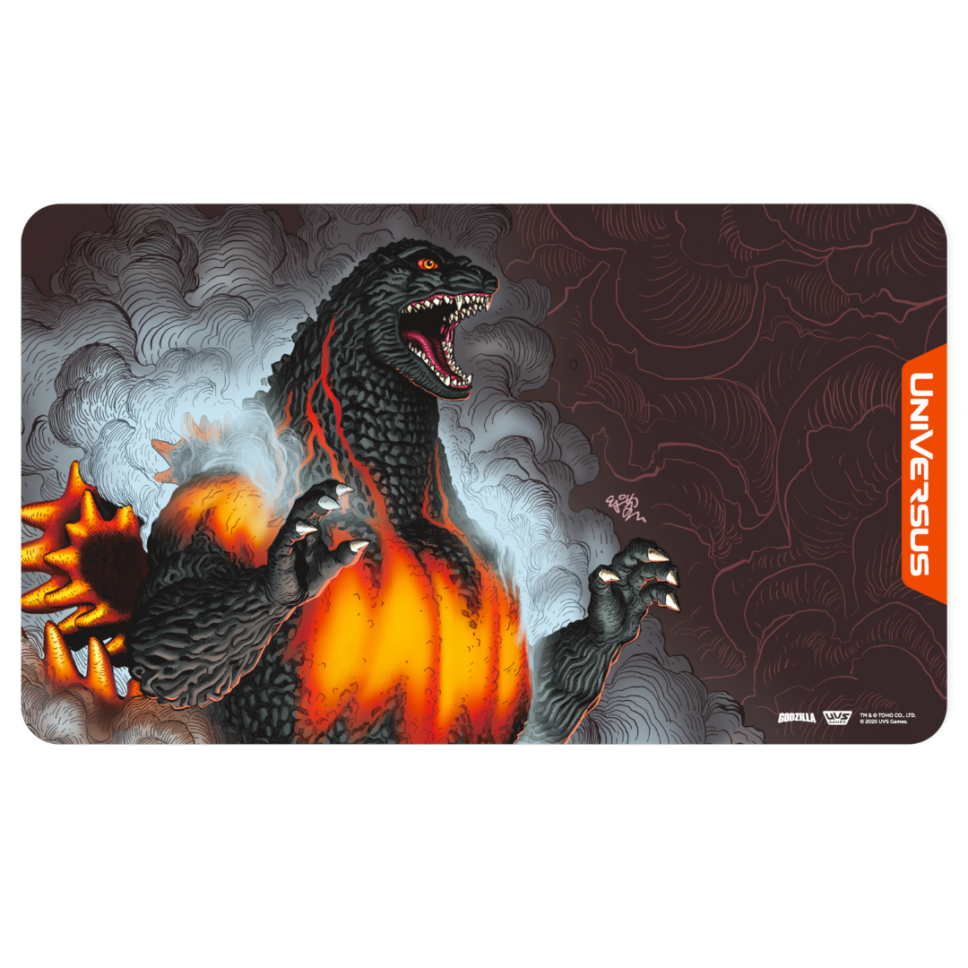 UVS Games Reign of Kaiju Burning Godzilla playmat with burning Godzilla artwork