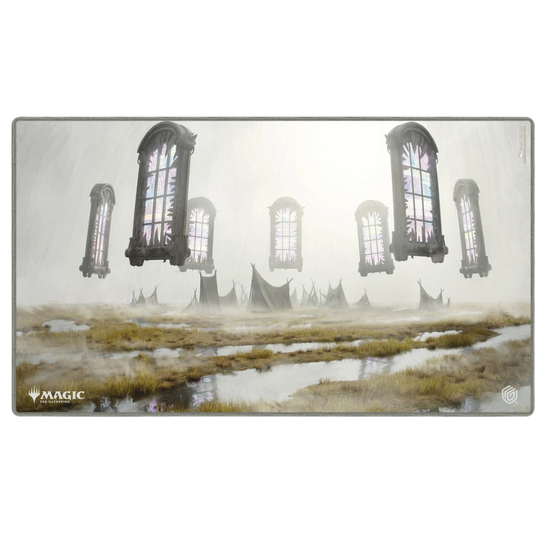 Ultimate Guard MTG Duskmourn V3 Abandoned Campground playmat, premium gaming surface with eerie abandoned campground artwork for Magic: The Gathering players.