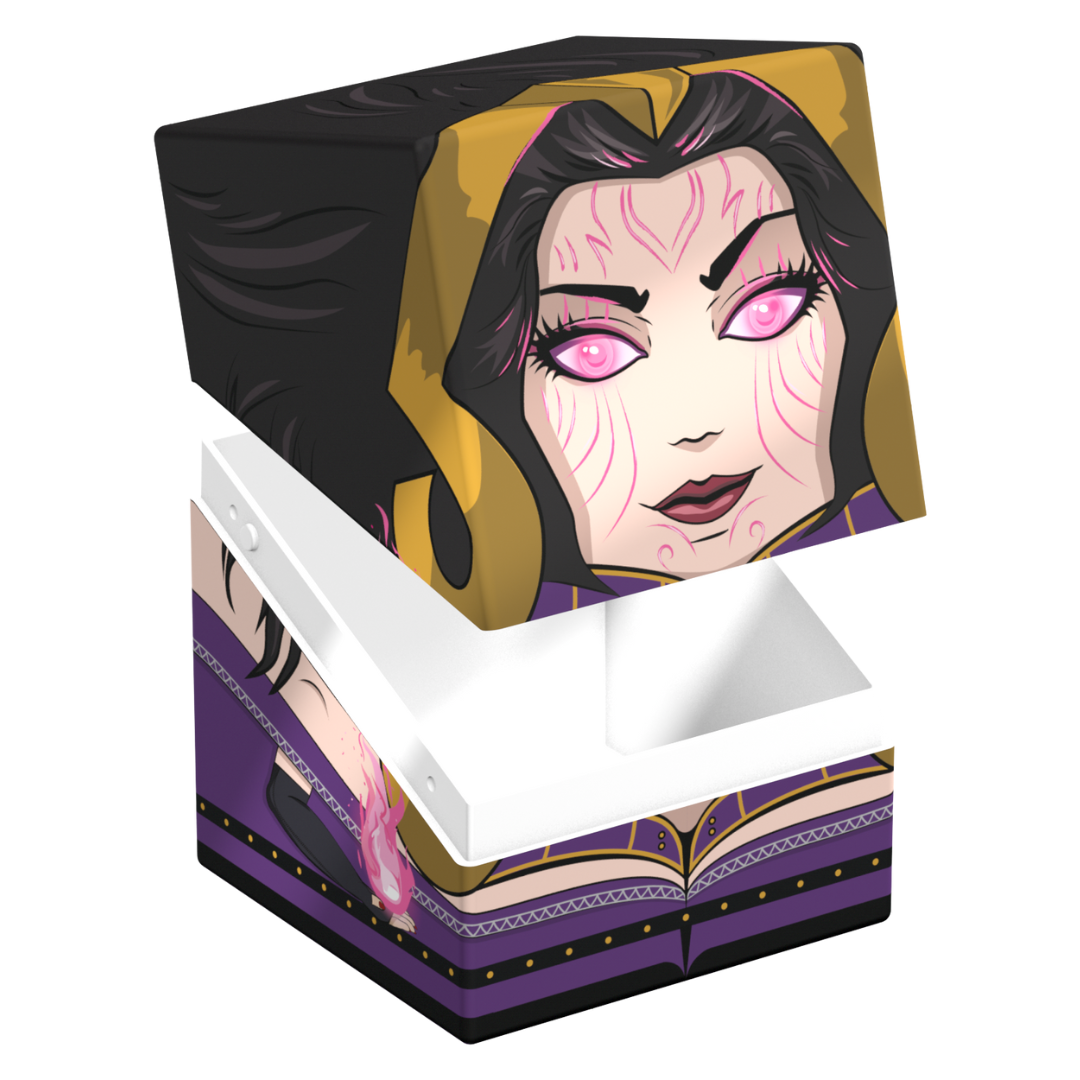 Ultimate Guard Squaroes 100+ MTG Liliana deck box, holds 100+ double-sleeved Magic: The Gathering cards, premium storage with magnetic closure and durable structure.