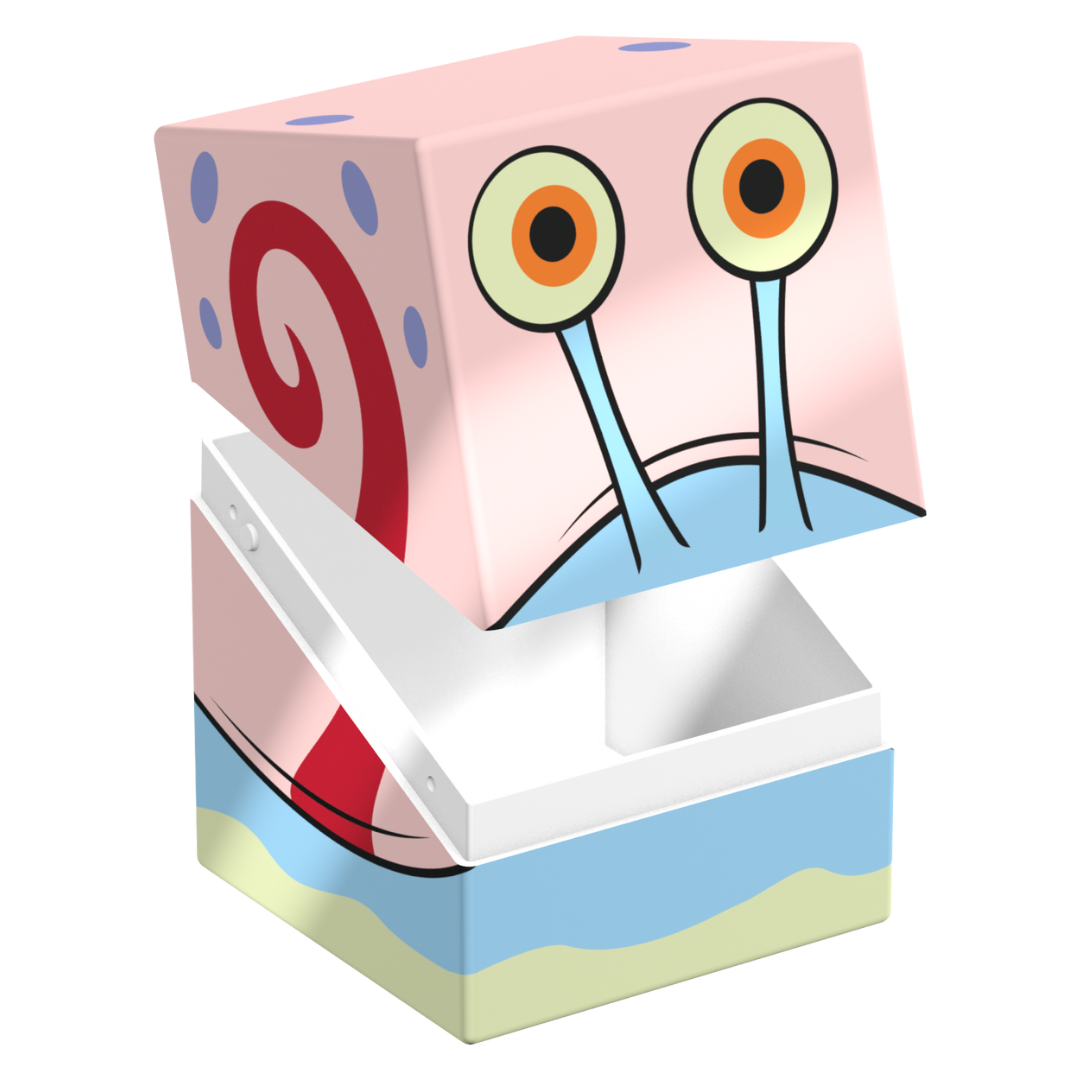 Ultimate Guard Squaroes 100+ deck box featuring Spongebob Squarepants Gary design, durable card storage solution for collectors and players.