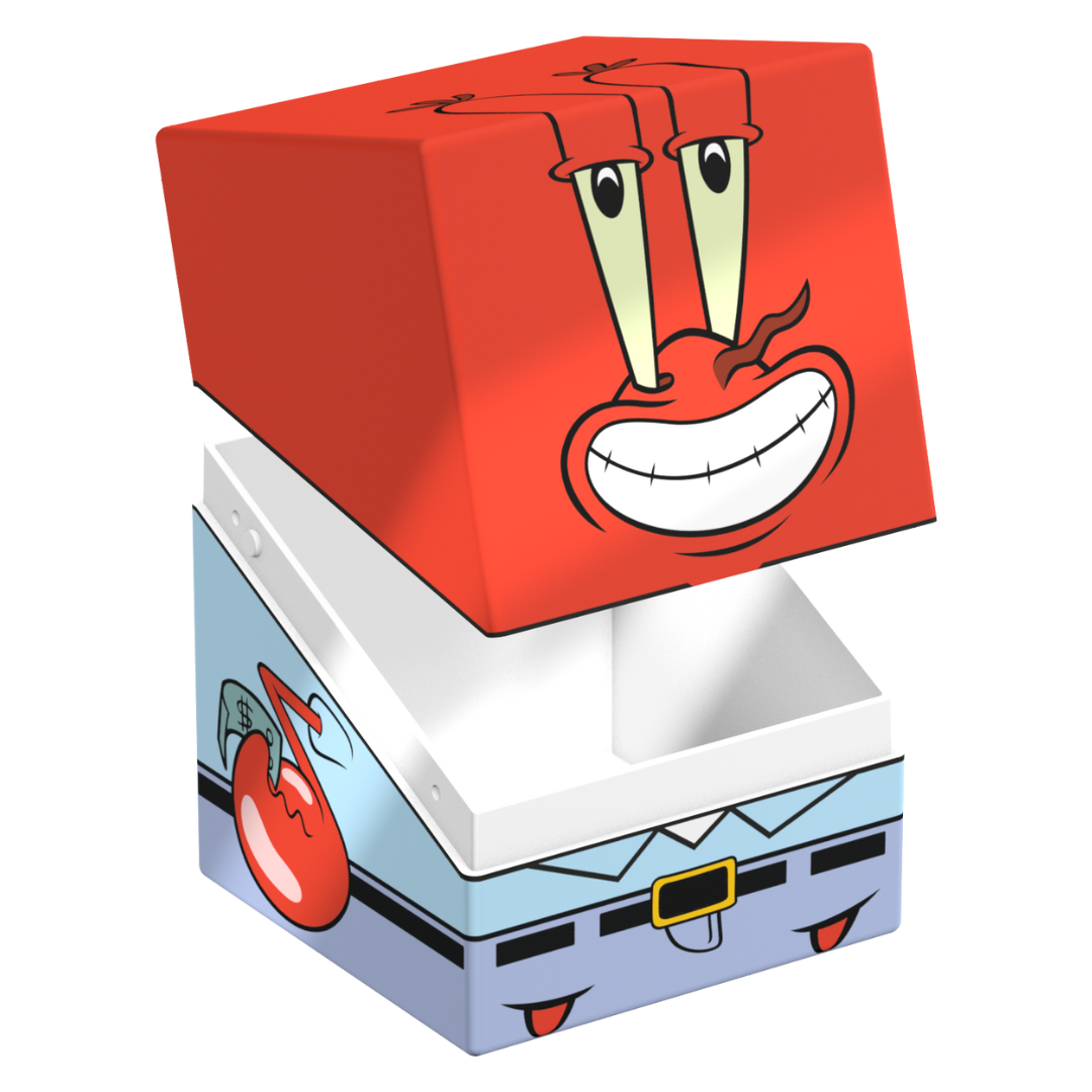 Ultimate Guard Squaroes 100+ deck box featuring Spongebob Squarepants Mr. Krabs design, durable card storage solution for collectors and players.