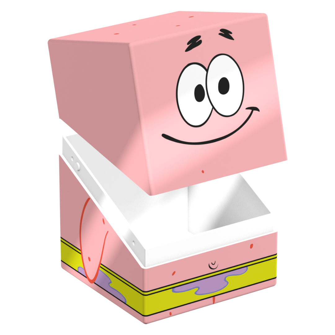 Ultimate Guard Squaroes 100+ deck box featuring Spongebob Squarepants Patrick design, durable card storage box for collectors and players.
