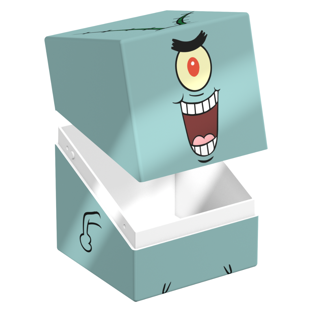 Ultimate Guard Squaroes 100+ deck box featuring Spongebob Squarepants Plankton design, durable card storage box for collectors and players.