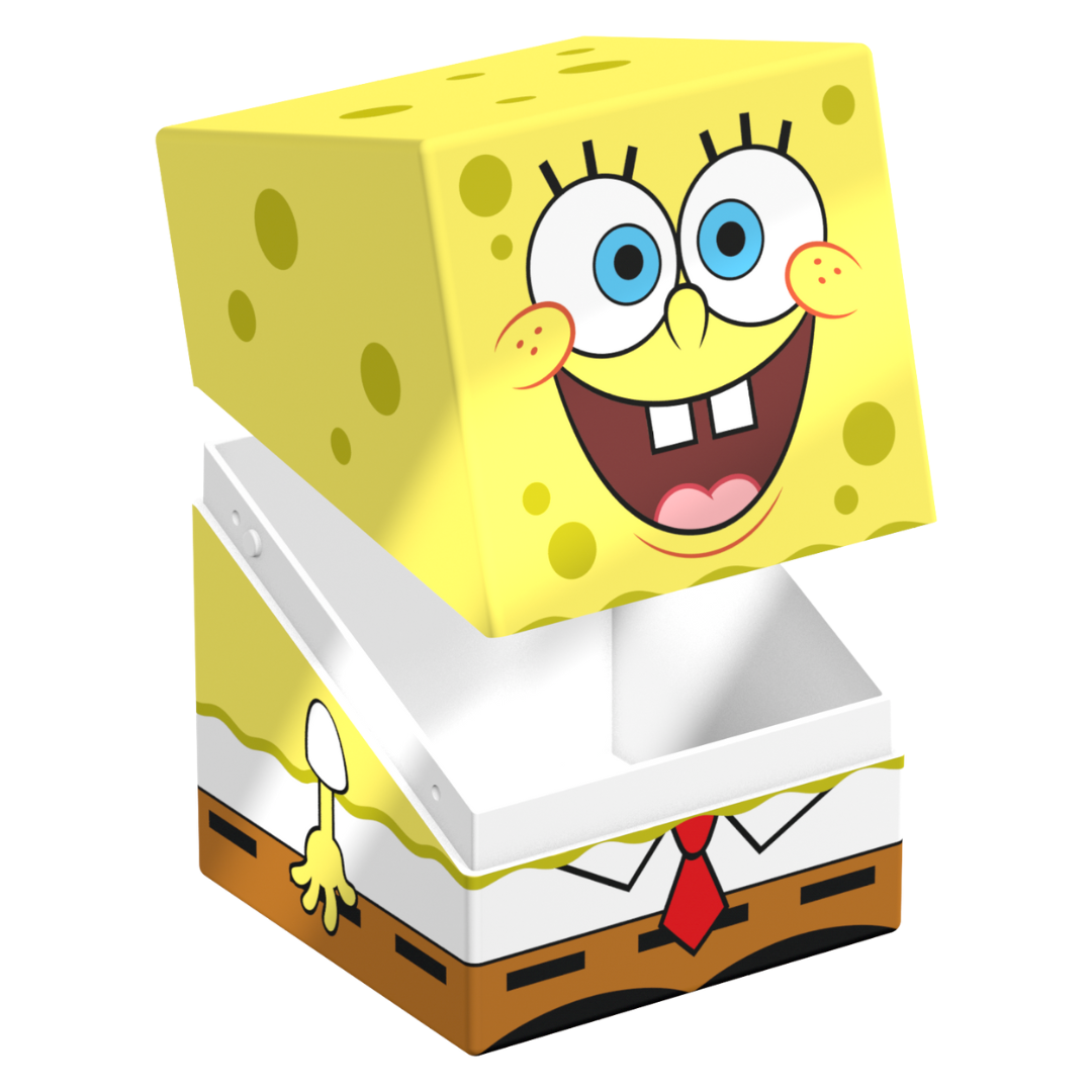 Ultimate Guard Squaroes 100+ deck box featuring Spongebob Squarepants design, durable card storage box for collectors and players.