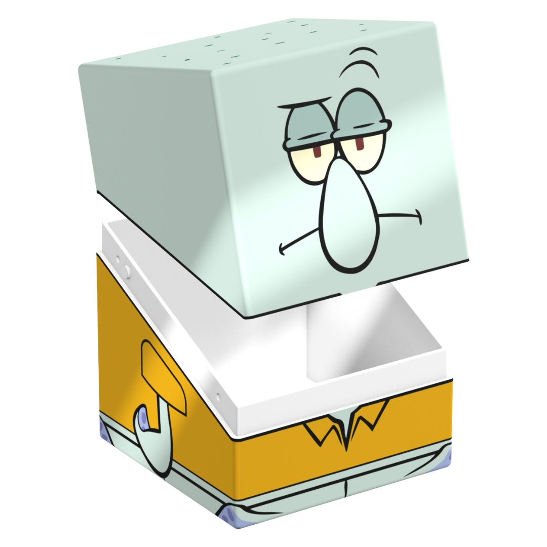Ultimate Guard Squaroes 100+ deck box featuring Spongebob Squarepants Squidward design, durable card storage box for collectors and players.