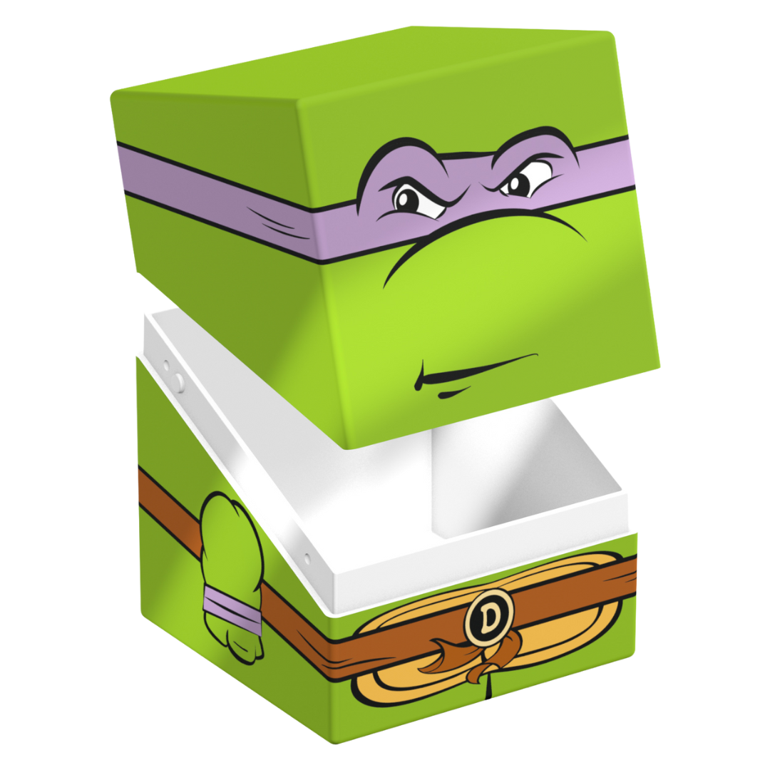 Ultimate Guard Squaroes 100+ deck box featuring TMNT Donatello design, durable card storage box for collectors and players.