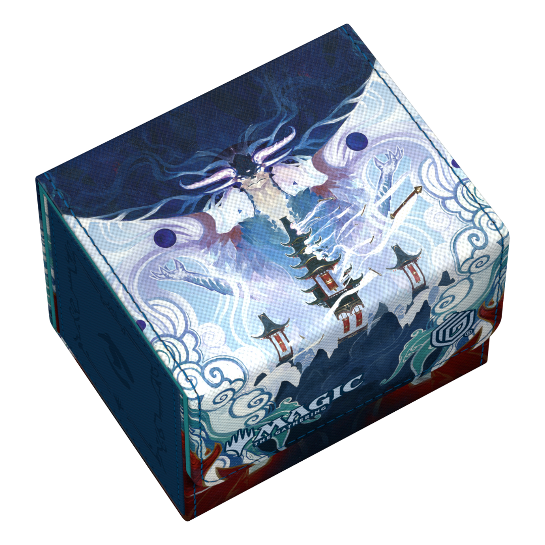 Ultimate Guard Sidewinder 100+ - Tarkir Dragonstorm - V4 deck box, showcasing vibrant dragon-themed artwork with soft-touch exterior, reinforced corners, and magnetic closure for ultimate card protection.