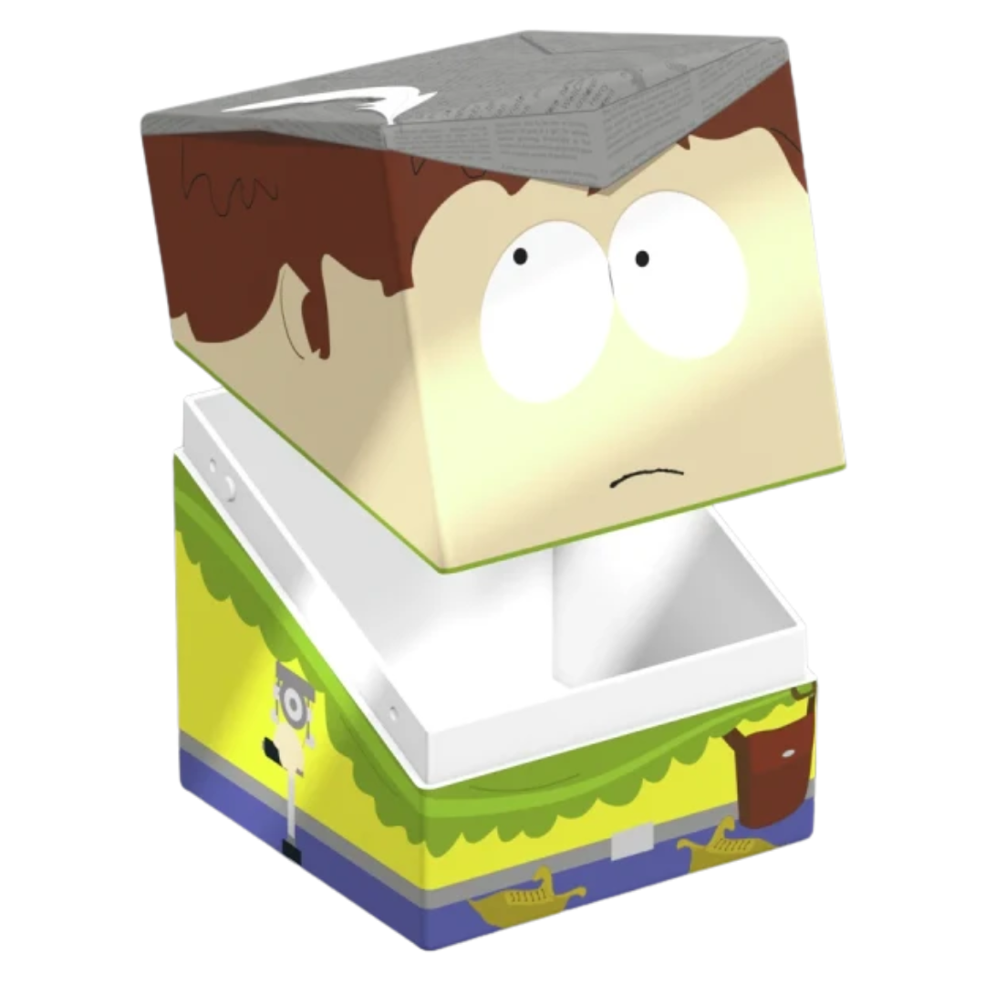 Ultimate Guard Squaroes 100+ South Park Jimmy The Bard deck box open showing snap closing mechanic